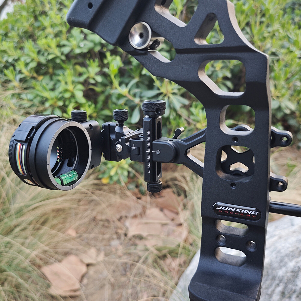 TX1550 Archery Bow Sight 4X 6X 8X Lens 5-Pin 0.019'' Optical Fiber Bow Hunting